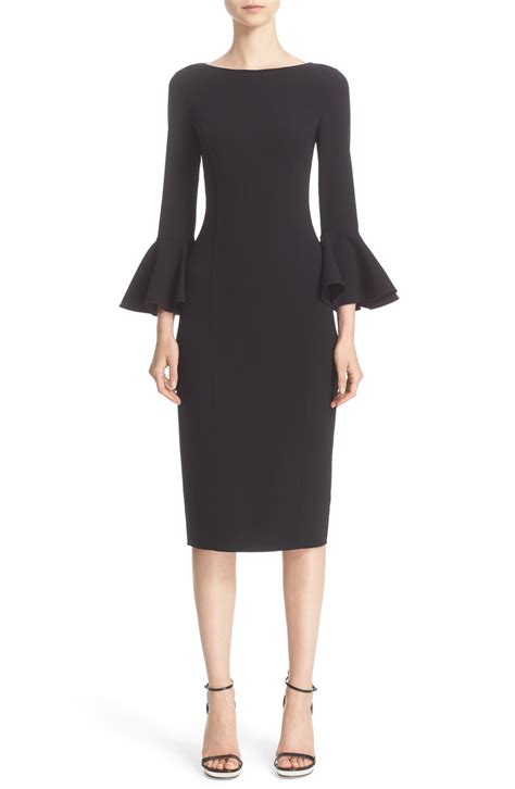 michael michael kors bell sleeve dress|Michael Kors black pleated dress.